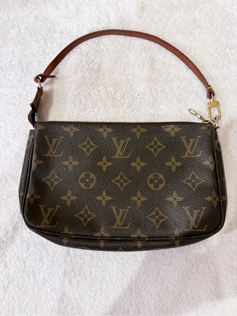 Louis Vuitton Monogram Canvas Shoulder Pochette in Brown with Gold Hardware